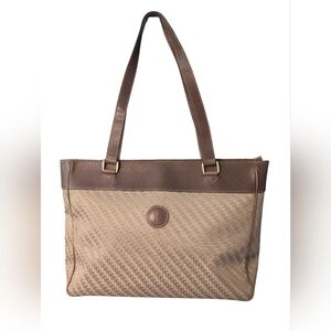 Gucci Brown and Tan Canvas Leather Tote Bag Big Purse Vintage Nice
